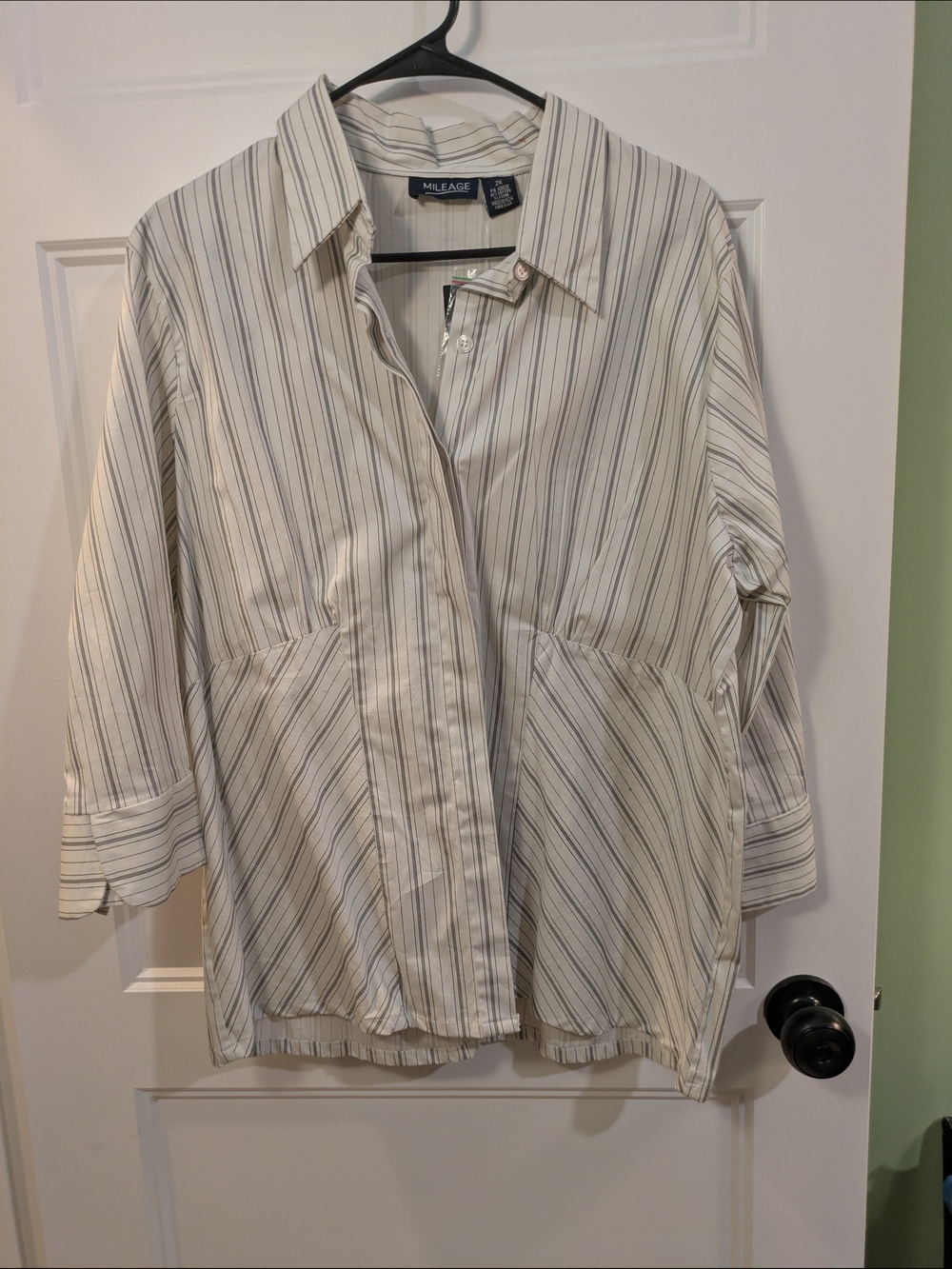 New with tags! Mileage Women's White Striped Button-Down Shirt